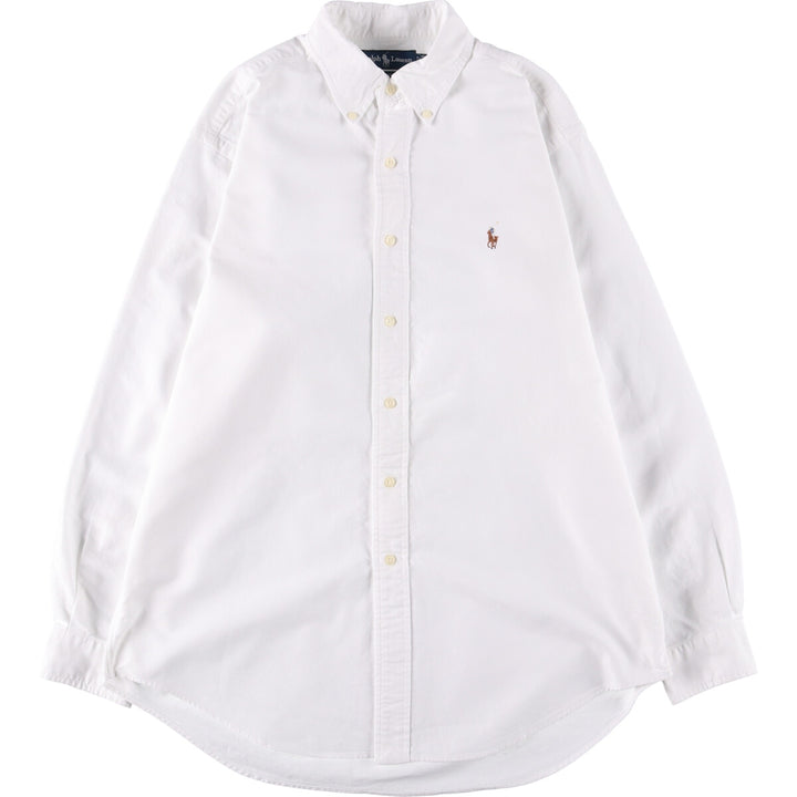 Ralph Lauren YARMOUTH long sleeve button down shirt, men's size L cotton white type Vintage Second Hand