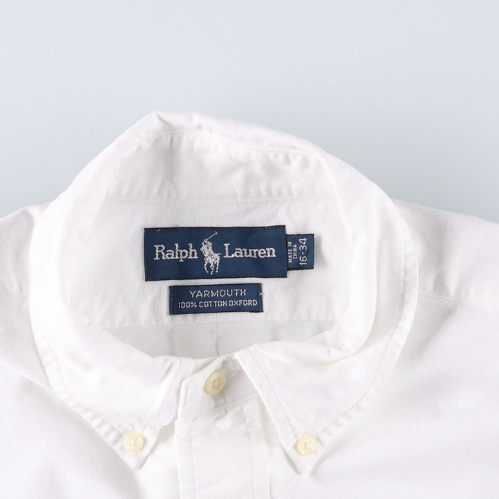 Ralph Lauren YARMOUTH long sleeve button down shirt, men's size L cotton white type Vintage Second Hand