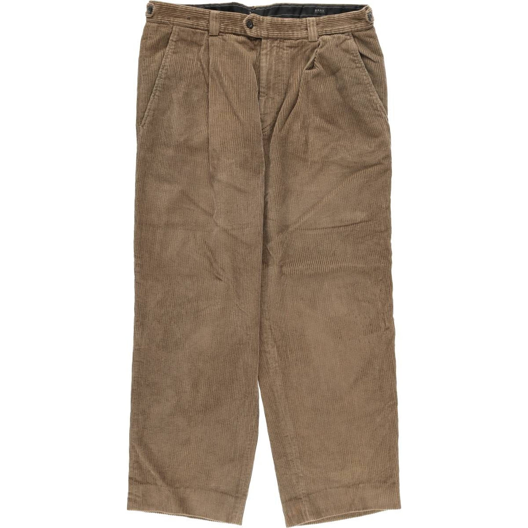 BRAX One-tuck Corduroy Pants for Men, Size W34 cotton brown type Vintage Second Hand