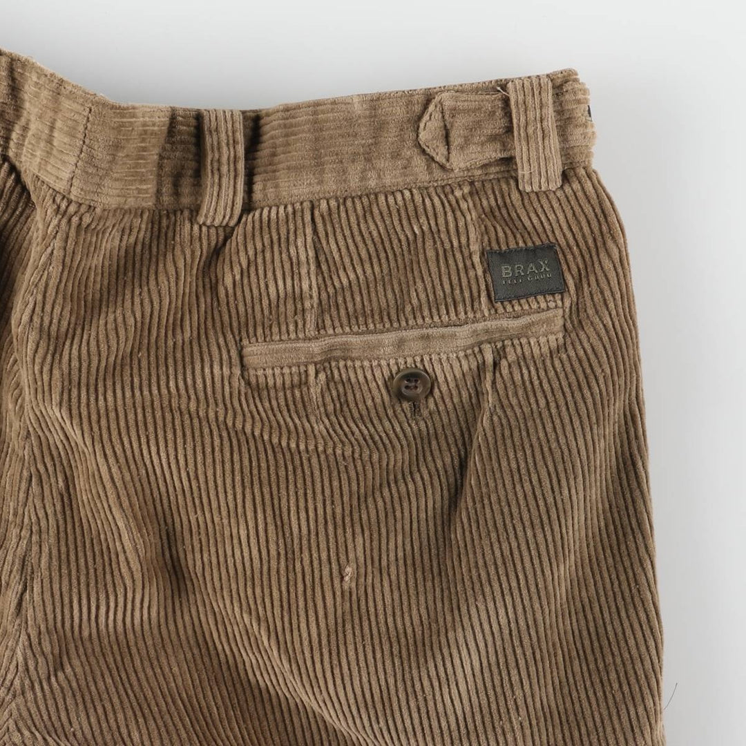 BRAX One-tuck Corduroy Pants for Men, Size W34 cotton brown type Vintage Second Hand