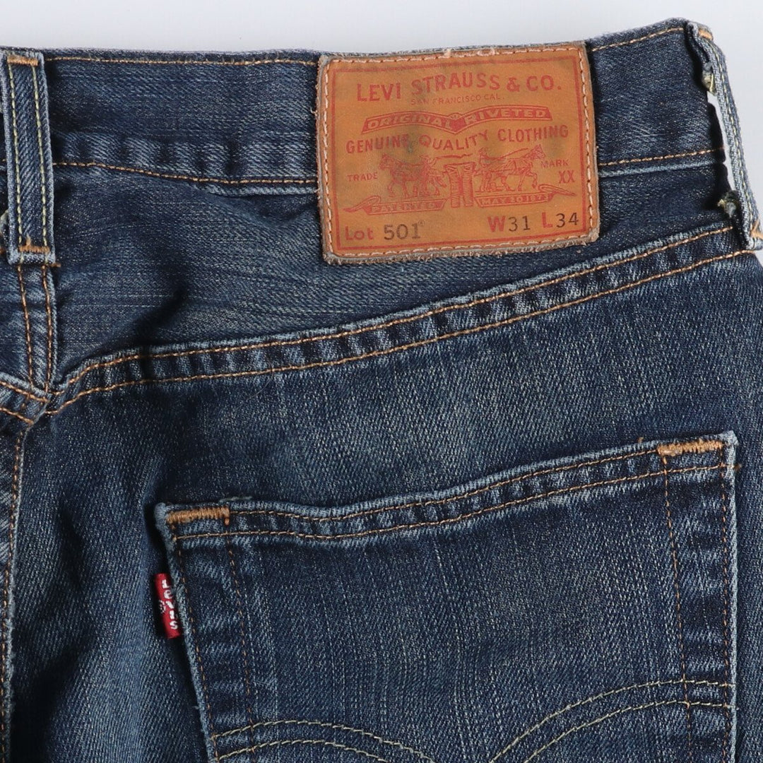 Levi's Levi's 501 Euro Model Straight Denim Pants Men's W31 equivalent cotton navy blue type Vintage Second Hand