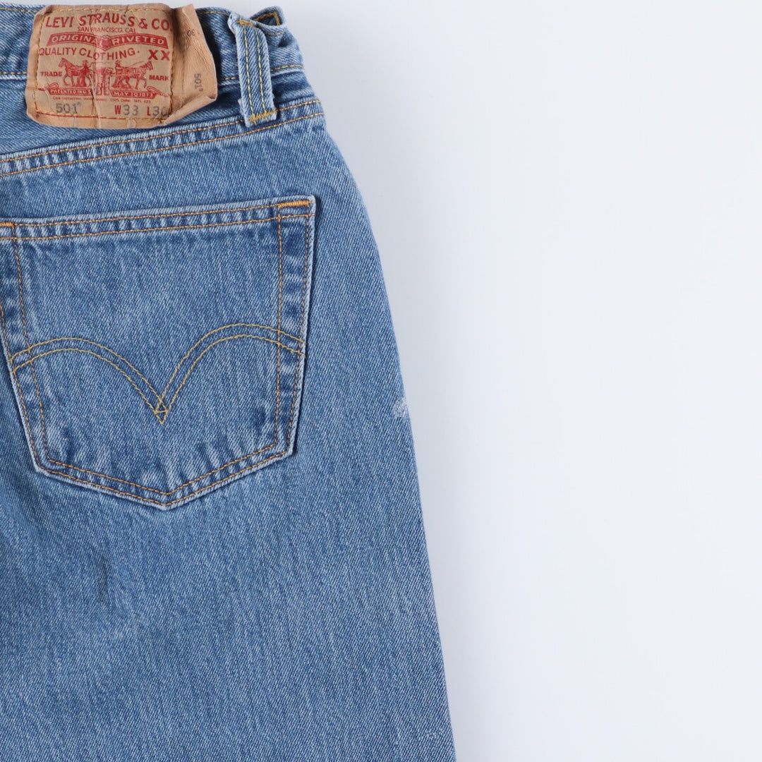 00'S Levi's 501 straight denim pants for men, size W33 cotton blue type Vintage Second Hand