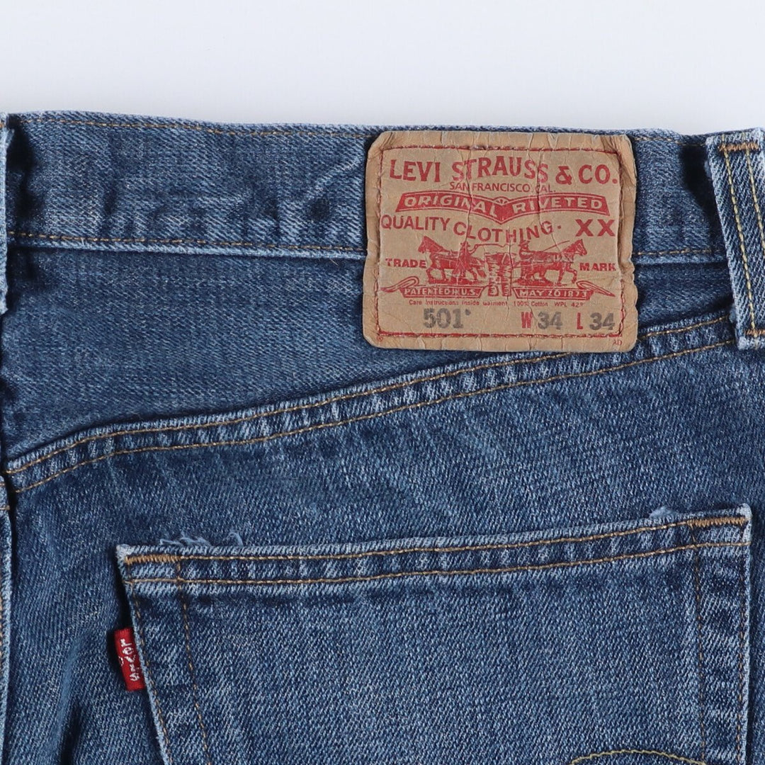 Levi's Levi's 501 straight denim pants for men, equivalent to w34 cotton blue type Vintage Second Hand