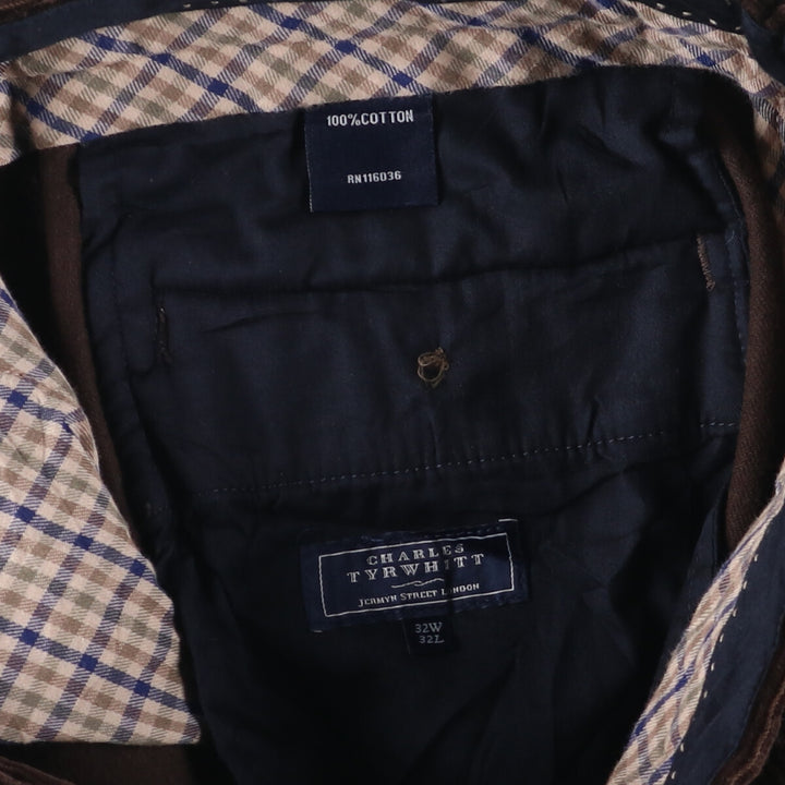 CHARLES TYRWHITT Corduroy Pants for Men, W33 equivalent cotton brown type Vintage Second Hand