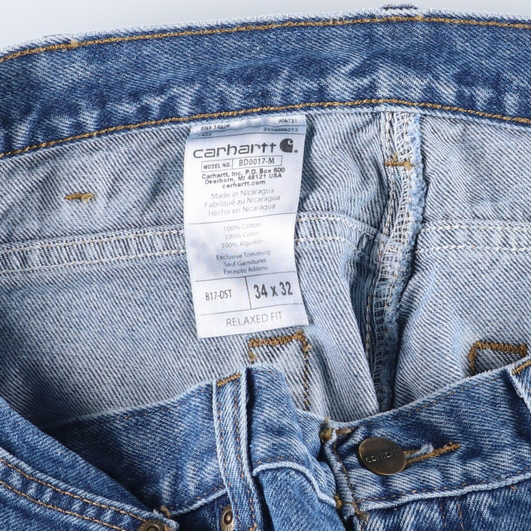 Carhartt Relaxed Fit Tapered Denim Pants for Men, W34 equivalent cotton blue type Vintage Second Hand