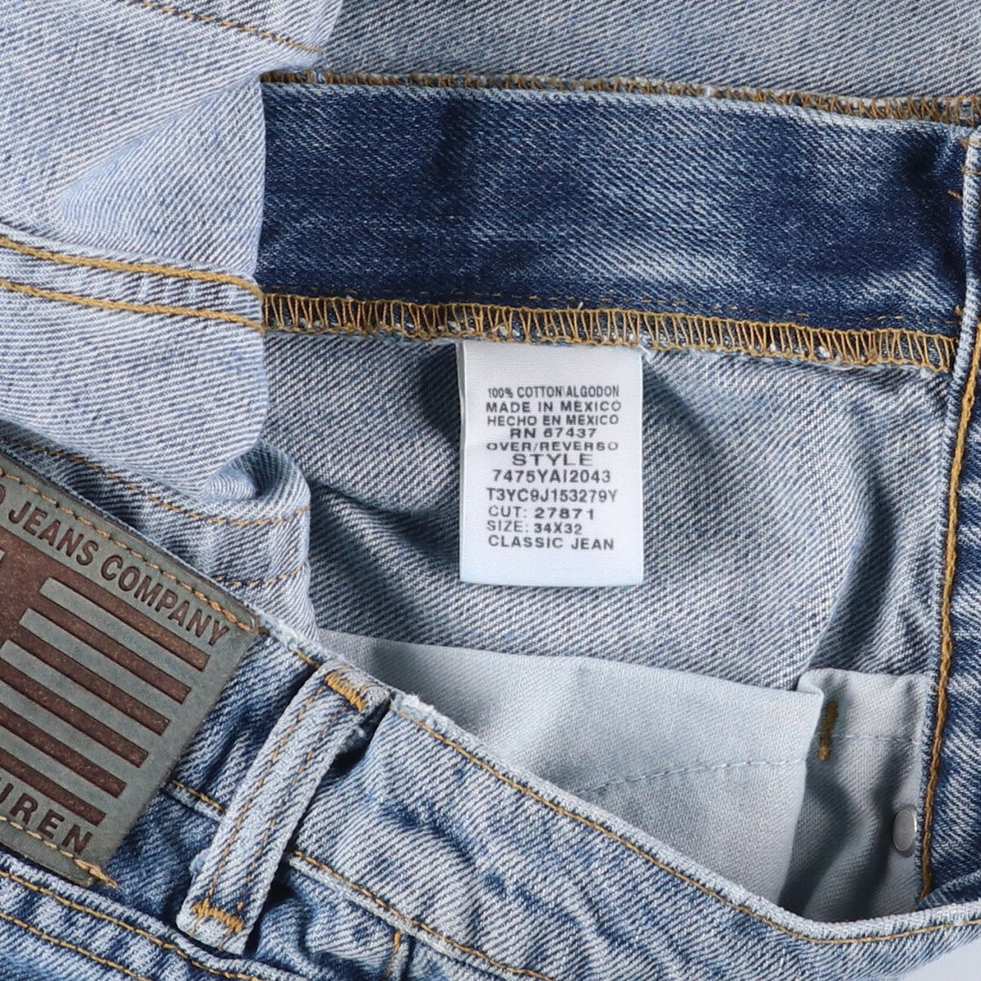 Ralph Lauren POLO JEANS COMPANY tapered denim pants for men, W33 equivalent cotton Blue type light blue Vintage Second Hand