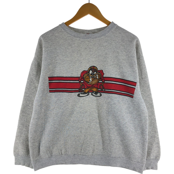 90'S Looney Tunes Tasmanian Devil Character Sweatshirt, Men's L Size, Vintage cotton gray type Vintage Second Hand