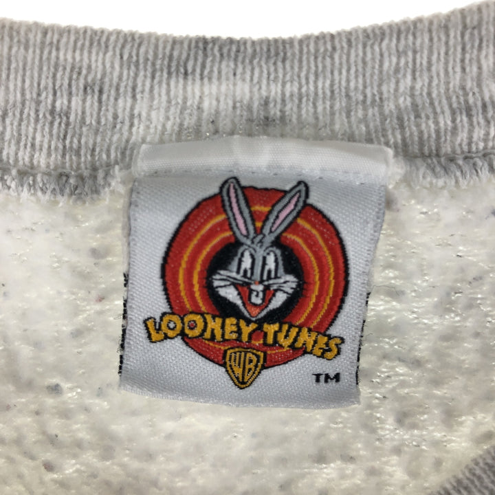 90'S Looney Tunes Tasmanian Devil Character Sweatshirt, Men's L Size, Vintage cotton gray type Vintage Second Hand
