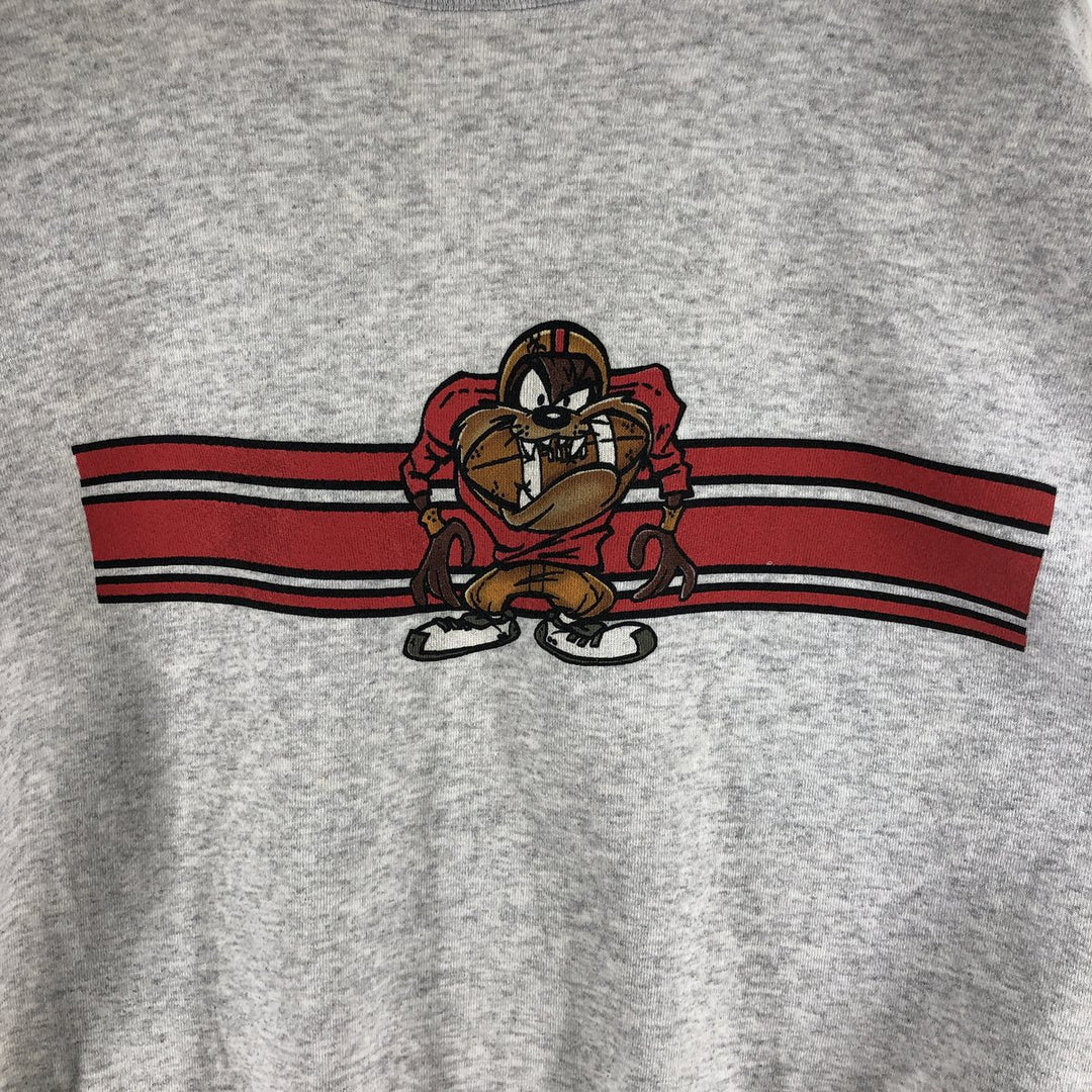 90'S Looney Tunes Tasmanian Devil Character Sweatshirt, Men's L Size, Vintage cotton gray type Vintage Second Hand
