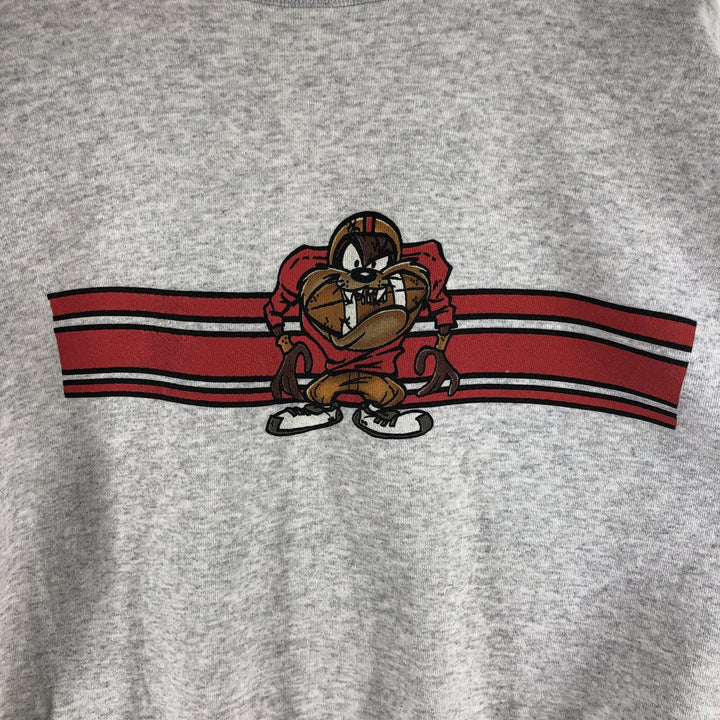 90'S Looney Tunes Tasmanian Devil Character Sweatshirt, Men's L Size, Vintage cotton gray type Vintage Second Hand
