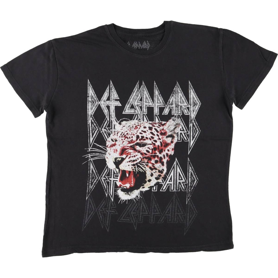 DEF LEPPARD Def Leppard Band T-shirt Band T Men's L size cotton black type Vintage Second Hand