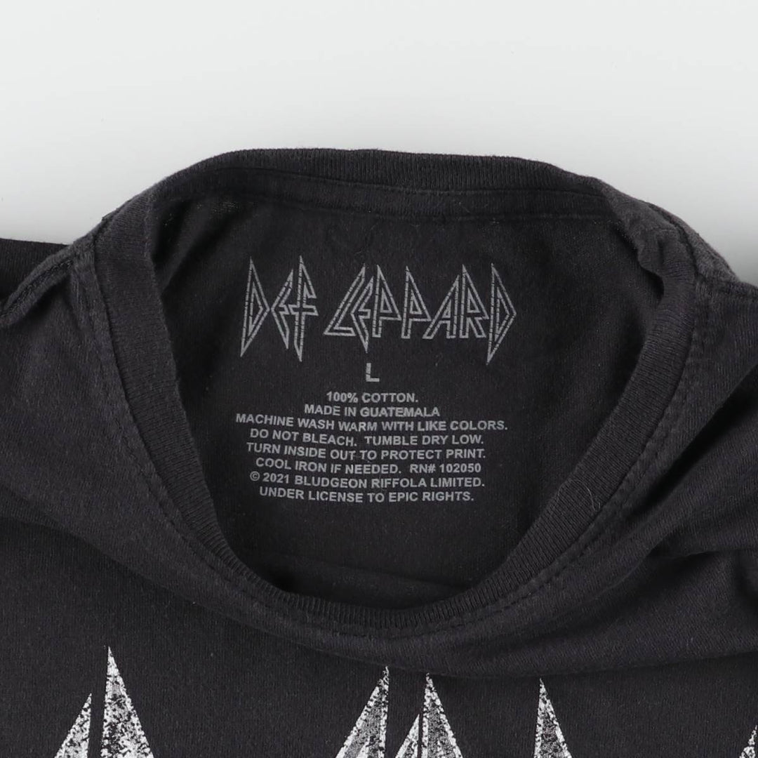 DEF LEPPARD Def Leppard Band T-shirt Band T Men's L size cotton black type Vintage Second Hand