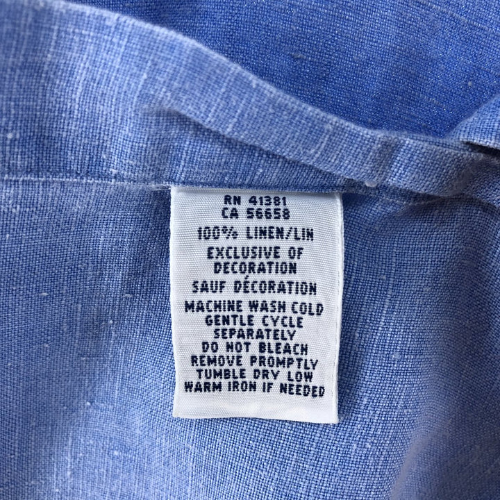 Ralph Lauren Plain Short Sleeve Linen Button-Down Shirt, Men's Size M linen Blue type light blue Vintage Second Hand