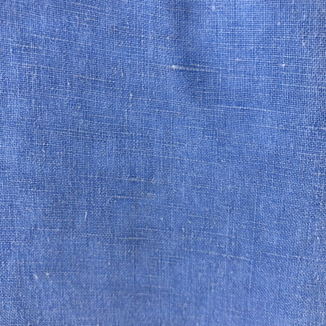 Ralph Lauren Plain Short Sleeve Linen Button-Down Shirt, Men's Size M linen Blue type light blue Vintage Second Hand