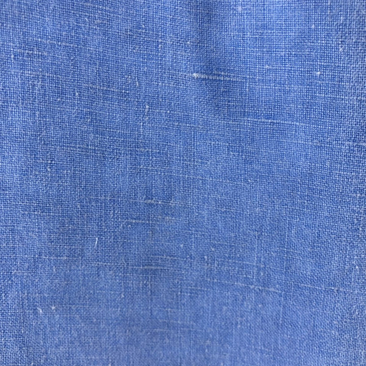 Ralph Lauren Plain Short Sleeve Linen Button-Down Shirt, Men's Size M linen Blue type light blue Vintage Second Hand