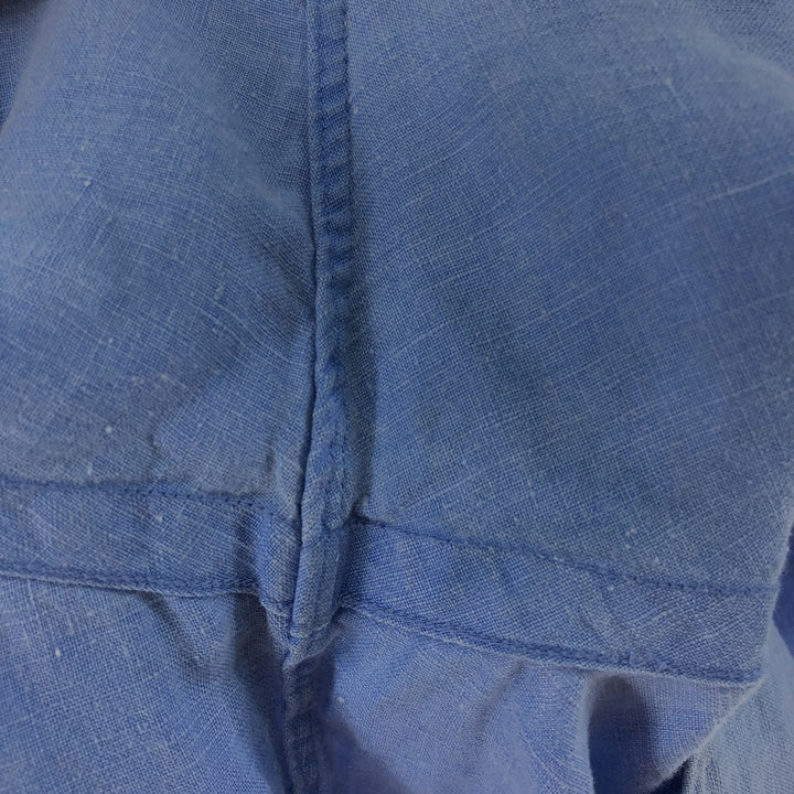 Ralph Lauren Plain Short Sleeve Linen Button-Down Shirt, Men's Size M linen Blue type light blue Vintage Second Hand