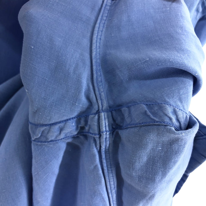 Ralph Lauren POLO by Ralph Lauren CUSTOM FIT short sleeve linen button down shirt men's XL size linen Blue type light blue Vintage Second Hand