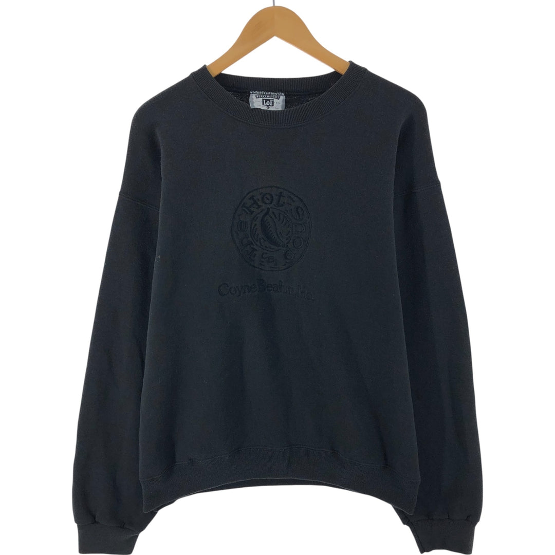 90'S Lee Heavy Weight Advertising Sweatshirt, Made in USA, Men's L Size, Vintage cotton black type Vintage Second Hand