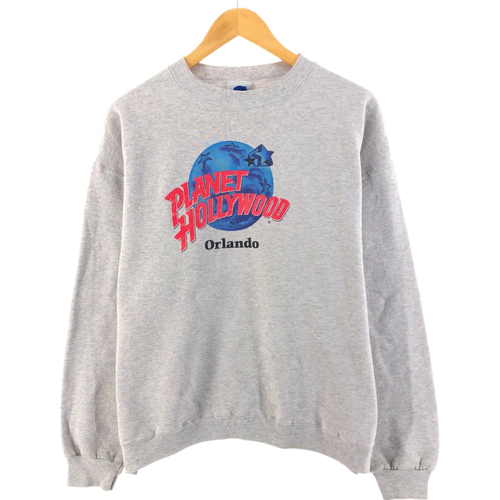 90'S Planet Hollywood Advertising Sweatshirt, Made in USA, Men's L size cotton gray type Vintage Second Hand