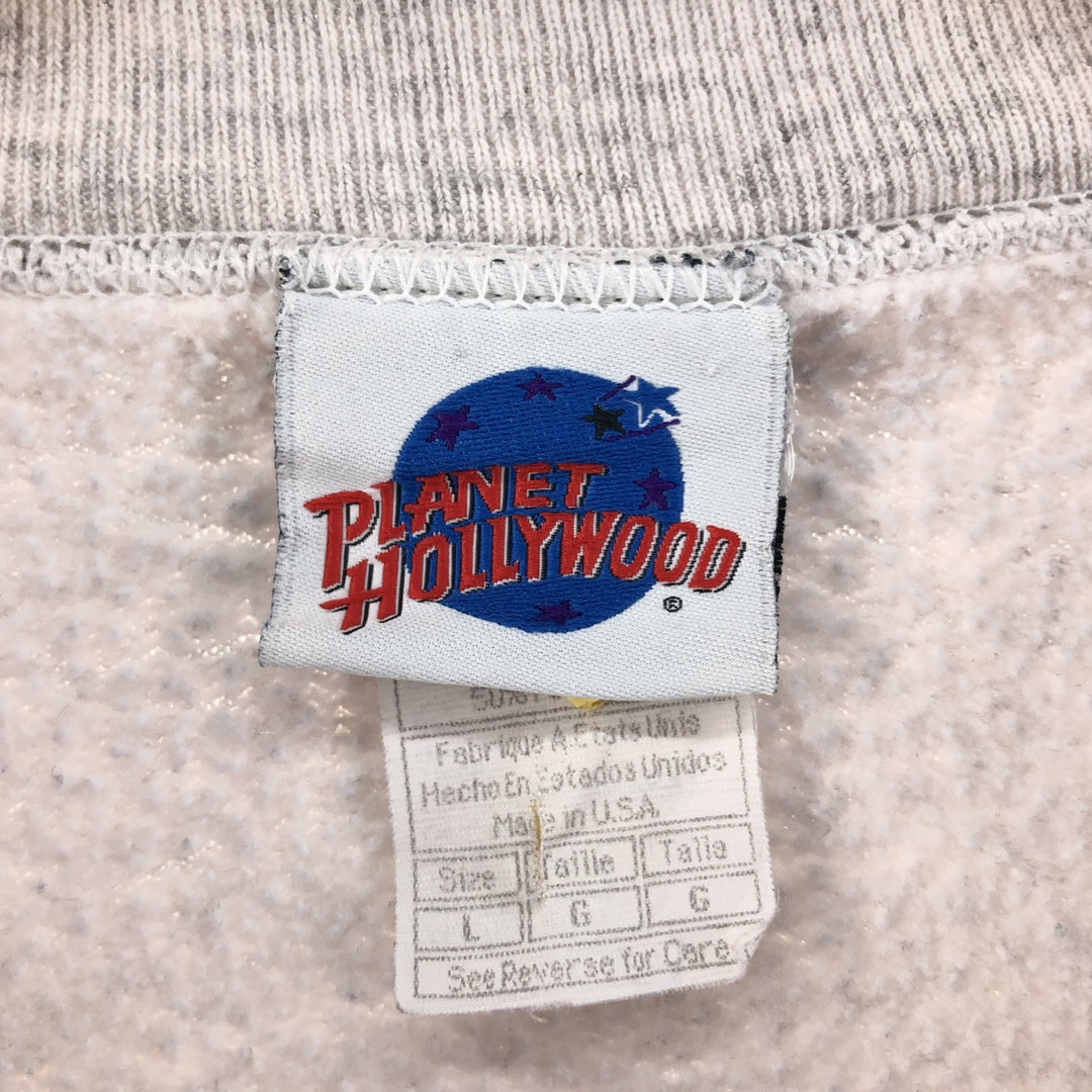 90'S Planet Hollywood Advertising Sweatshirt, Made in USA, Men's L size cotton gray type Vintage Second Hand
