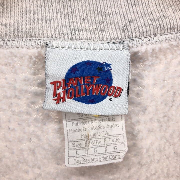 90'S Planet Hollywood Advertising Sweatshirt, Made in USA, Men's L size cotton gray type Vintage Second Hand