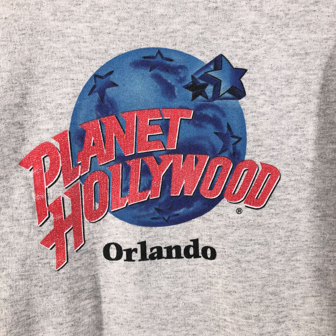 90'S Planet Hollywood Advertising Sweatshirt, Made in USA, Men's L size cotton gray type Vintage Second Hand