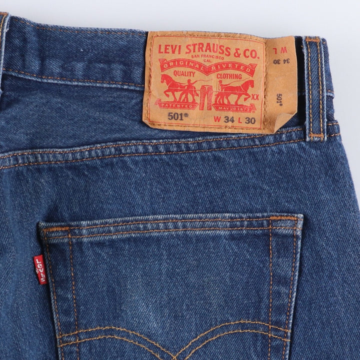 Levi's 501 straight denim pants for men, size W34 cotton blue type Vintage Second Hand