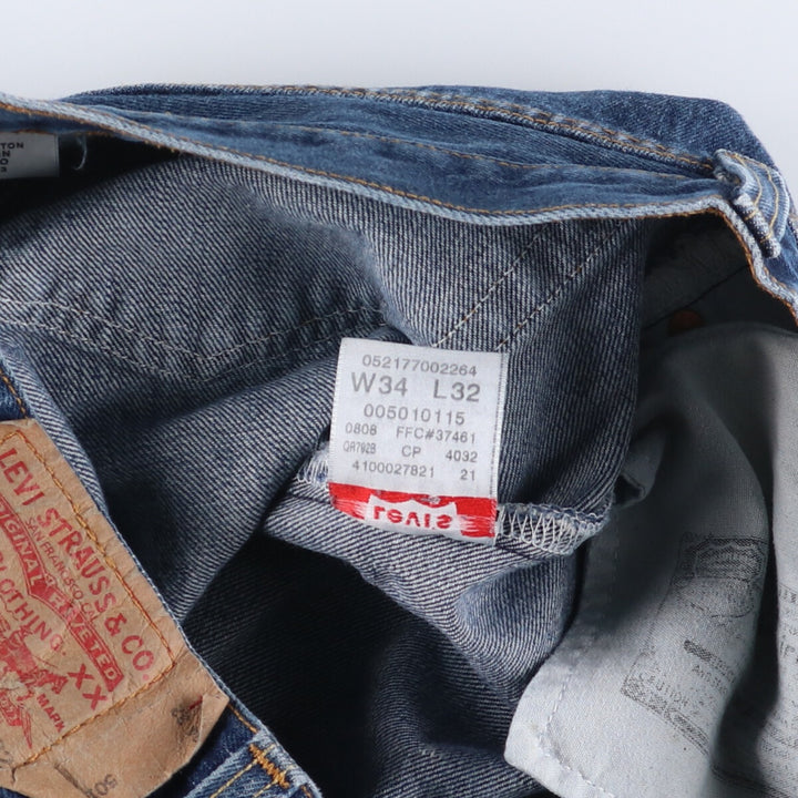 Levi's 501 straight denim pants for men, size W34 cotton blue type Vintage Second Hand