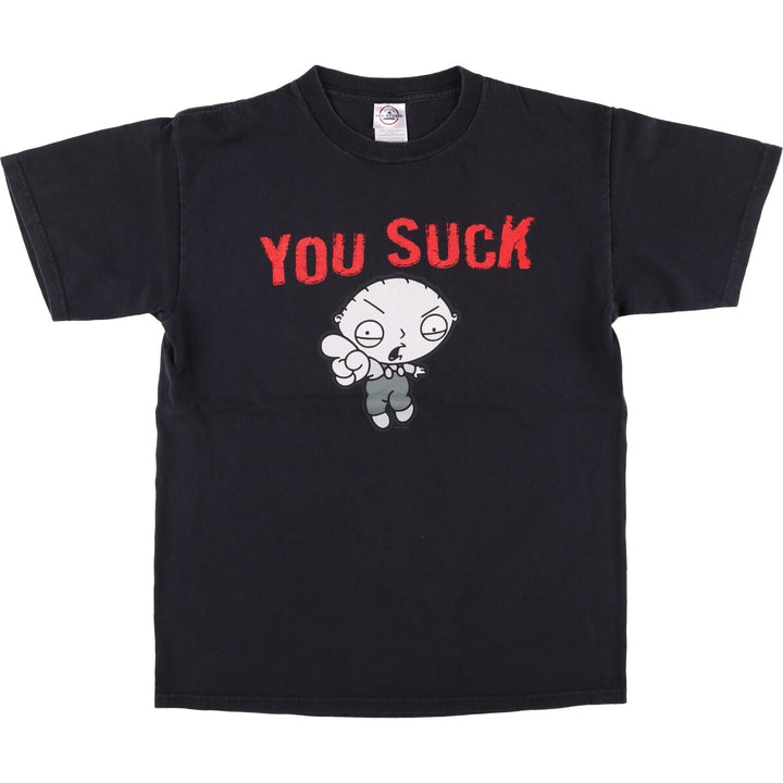 Delta DELTA FAMILY GUY Family Guy Anime Character Print T-shirt Men's M size cotton black type Vintage Second Hand