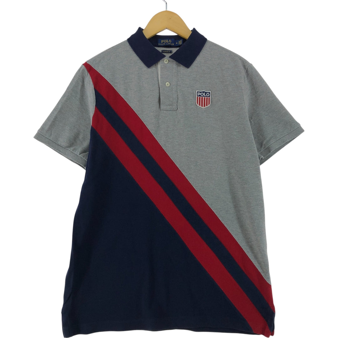 Ralph Lauren POLO RALPH LAUREN CLASSIC FIT short sleeve polo shirt, men's size M cotton gray type Vintage Second Hand