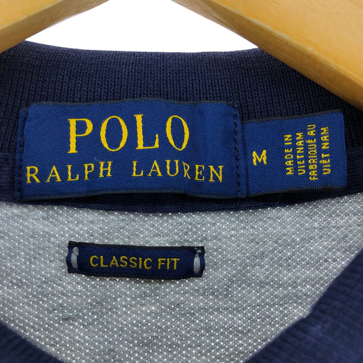 Ralph Lauren POLO RALPH LAUREN CLASSIC FIT short sleeve polo shirt, men's size M cotton gray type Vintage Second Hand