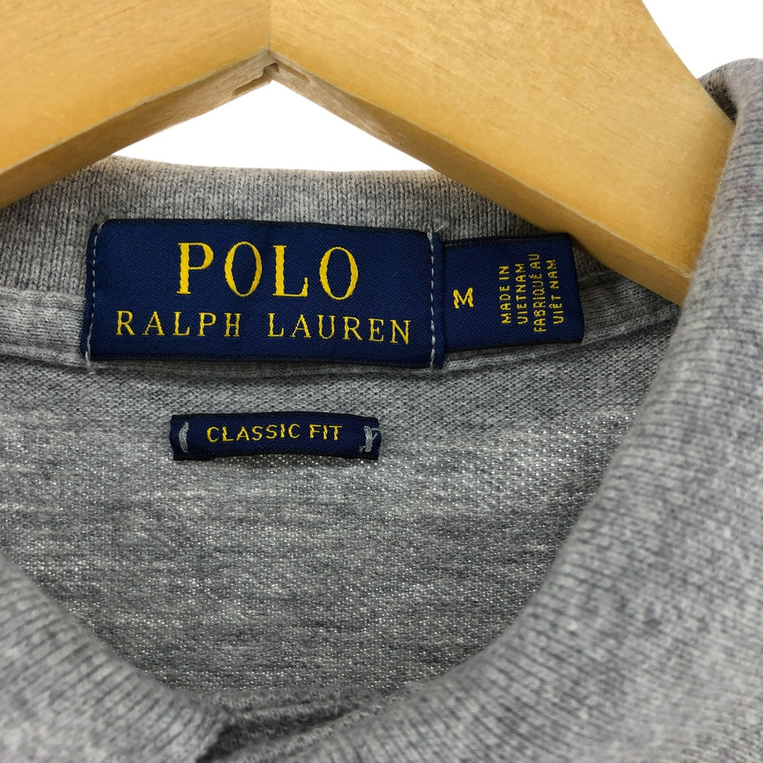 Ralph Lauren POLO RALPH LAUREN CLASSIC FIT short sleeve polo shirt, men's size M cotton gray type Vintage Second Hand