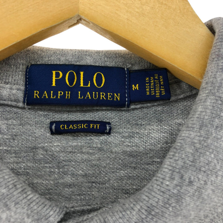 Ralph Lauren POLO RALPH LAUREN CLASSIC FIT short sleeve polo shirt, men's size M cotton gray type Vintage Second Hand