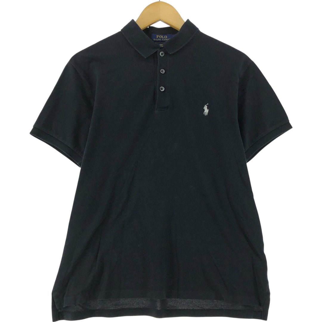 Ralph Lauren POLO RALPH LAUREN SLIM FIT short sleeve polo shirt, men's size L cotton black type Vintage Second Hand