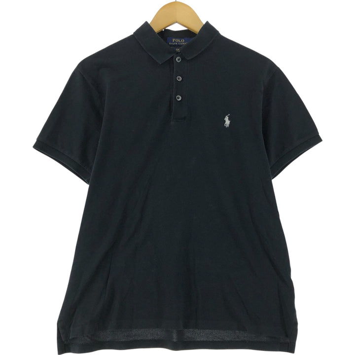 Ralph Lauren POLO RALPH LAUREN SLIM FIT short sleeve polo shirt, men's size L cotton black type Vintage Second Hand