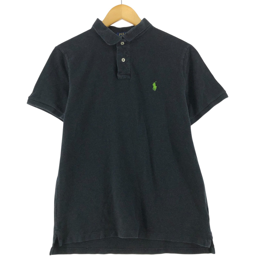 Ralph Lauren POLO RALPH LAUREN CUSTOM FIT short sleeve polo shirt men's size L cotton black type Vintage Second Hand