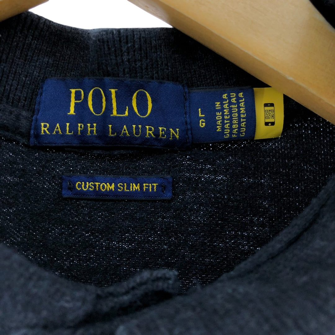Ralph Lauren POLO RALPH LAUREN CUSTOM FIT short sleeve polo shirt men's size L cotton black type Vintage Second Hand