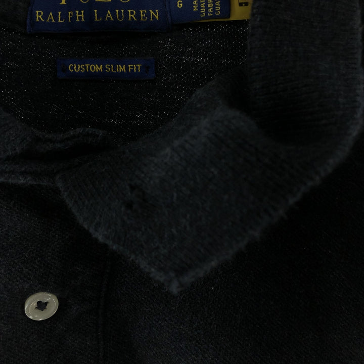 Ralph Lauren POLO RALPH LAUREN CUSTOM FIT short sleeve polo shirt men's size L cotton black type Vintage Second Hand