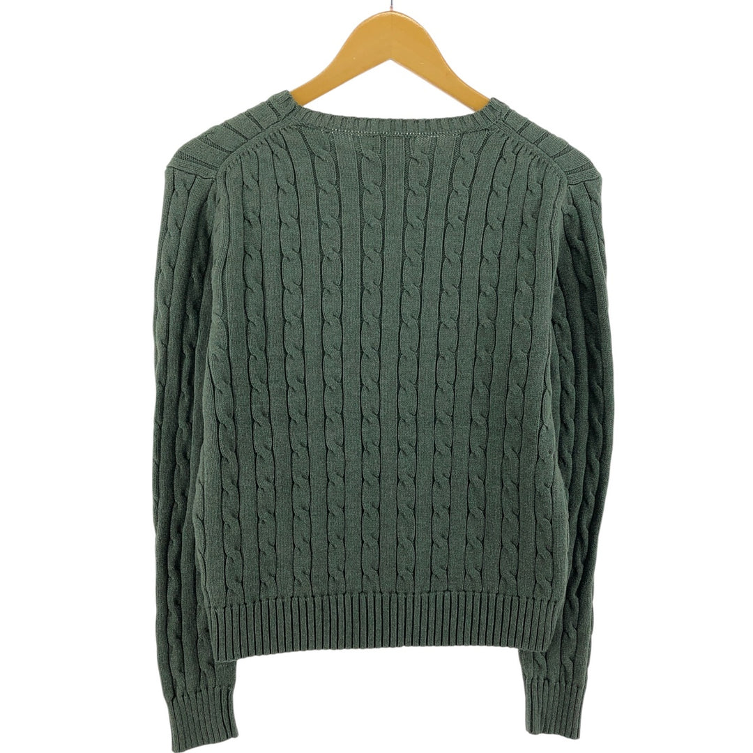 Ralph Lauren POLO RALPH LAUREN Cable knit cotton sweater Women's size L cotton Khaki type sage green Vintage Second Hand