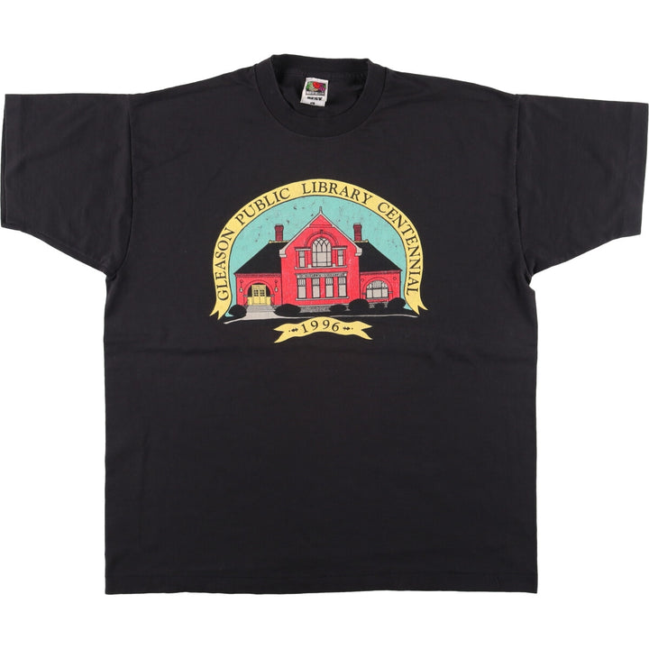 90'S Fruit of the Loom printed T-shirt, made in the USA, men's XL size, vintage cotton black type Vintage Second Hand