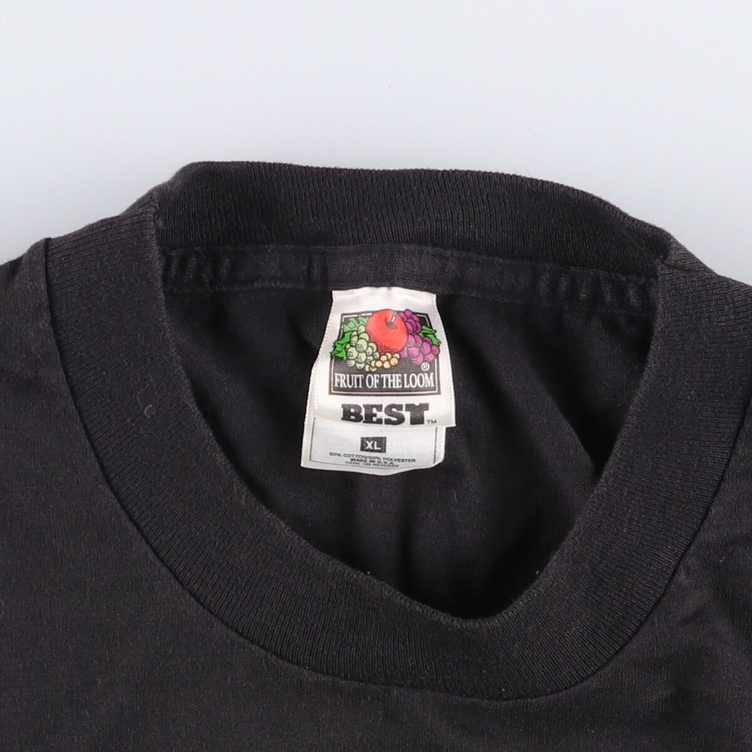 90'S Fruit of the Loom printed T-shirt, made in the USA, men's XL size, vintage cotton black type Vintage Second Hand