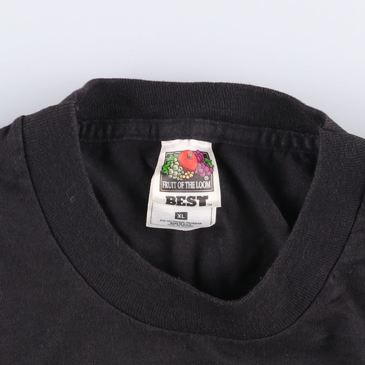 90'S Fruit of the Loom printed T-shirt, made in the USA, men's XL size, vintage cotton black type Vintage Second Hand