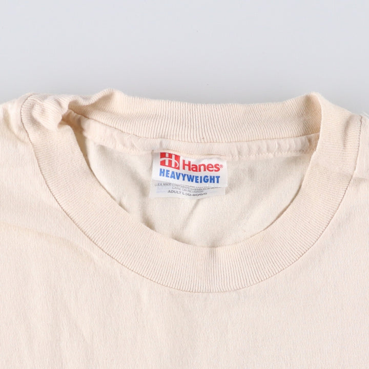 00'S Hanes Printed T-shirt, Men's L size cotton ivory Vintage Second Hand