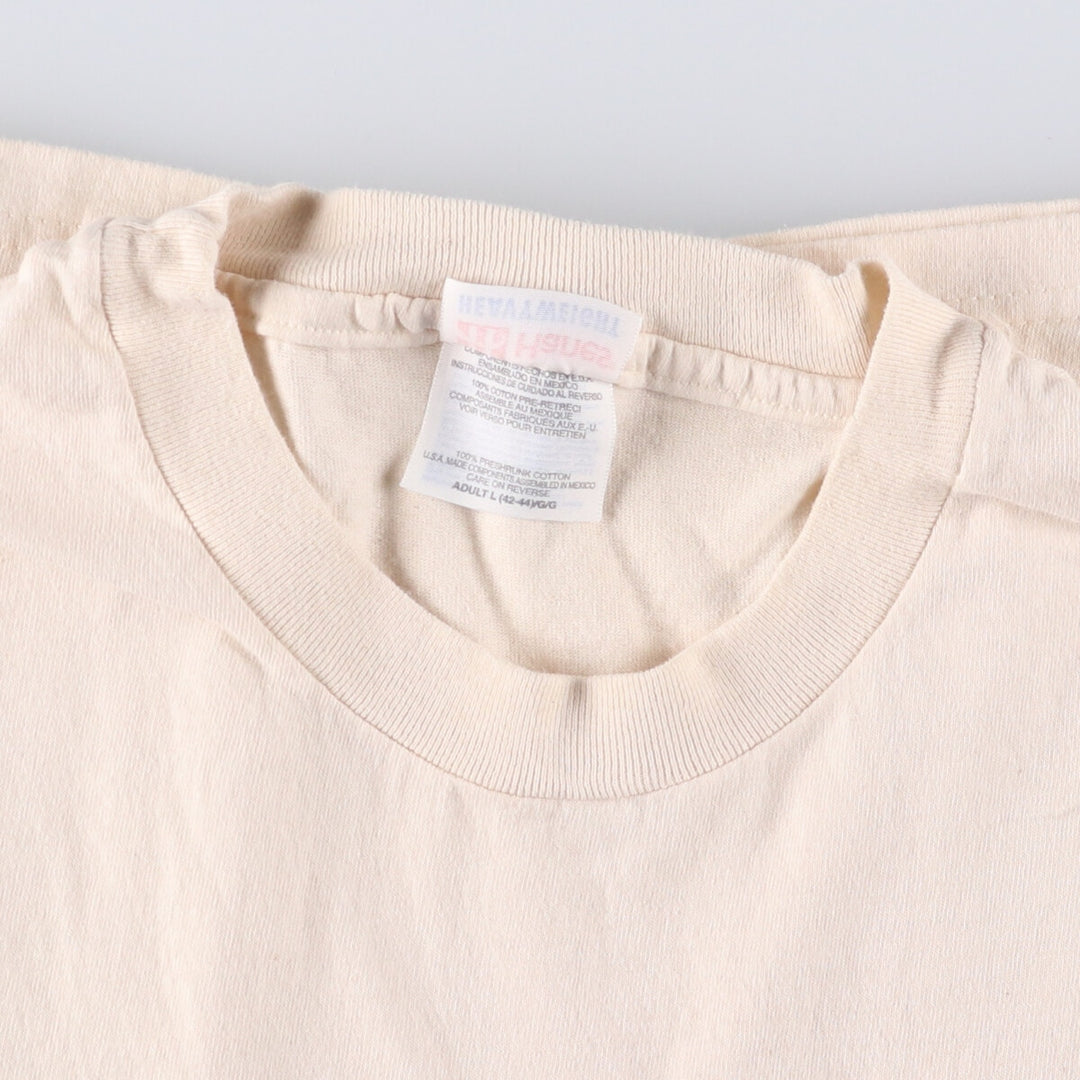 00'S Hanes Printed T-shirt, Men's L size cotton ivory Vintage Second Hand