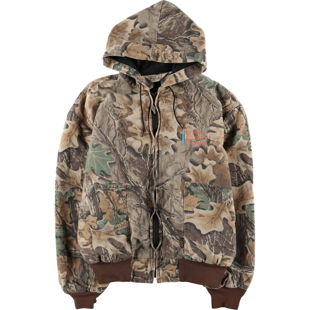 90'S WALLS Camouflage Pattern Real Tree Camo Cotton Parka Men's L Size Vintage cotton Khaki type beige Vintage Second Hand