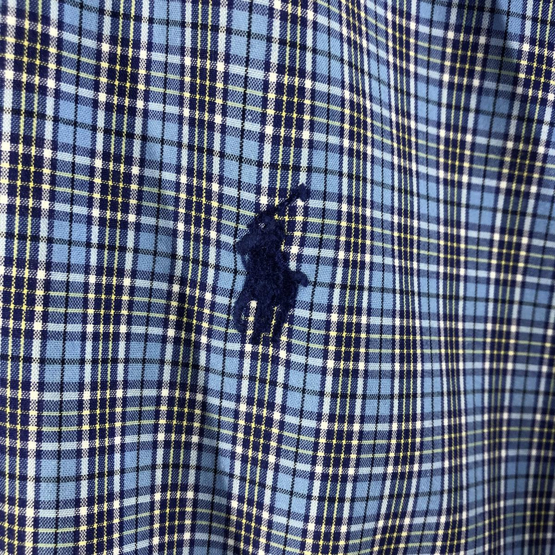 Ralph Lauren BLAKE long sleeve button down check shirt, men's size L cotton Blue type light blue Vintage Second Hand