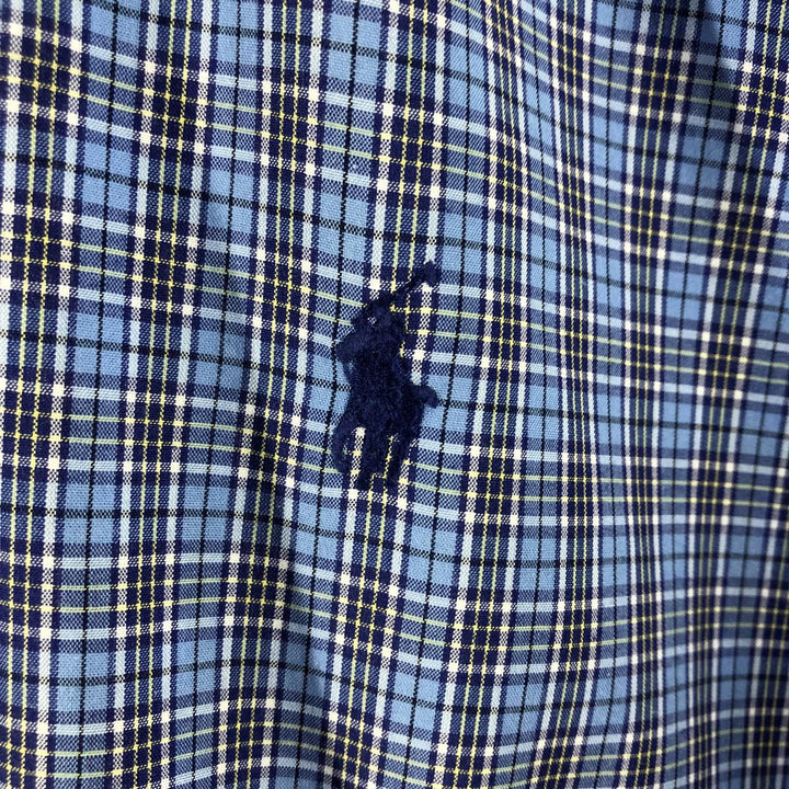 Ralph Lauren BLAKE long sleeve button down check shirt, men's size L cotton Blue type light blue Vintage Second Hand