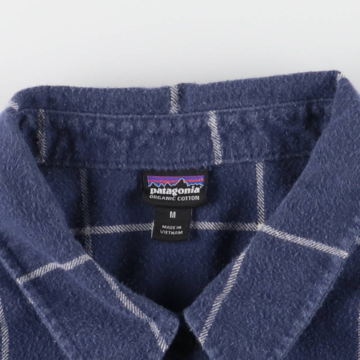 Patagonia Fjord Flannel Shirt 42405FA22 Long Sleeve Flannel Check Shirt Women's Size M Organic cotton navy blue type Vintage Second Hand