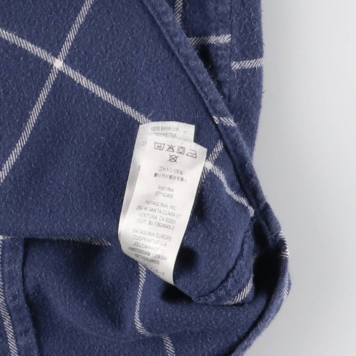 Patagonia Fjord Flannel Shirt 42405FA22 Long Sleeve Flannel Check Shirt Women's Size M Organic cotton navy blue type Vintage Second Hand