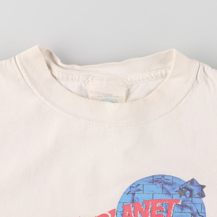 90'S PLANET HOLLYWOOD Advertising T-shirt, Made in USA, Men's L size, Vintage cotton white type Vintage Second Hand